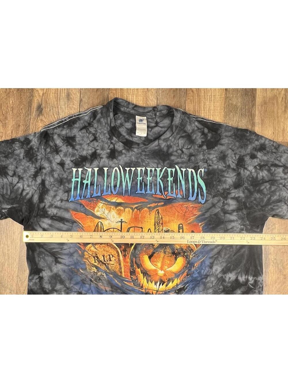 Y2K Cedar Point Halloweekends Tie Dyed Short Sleeve Tee T-Shirt XL Colortone . - Picture 6 of 7